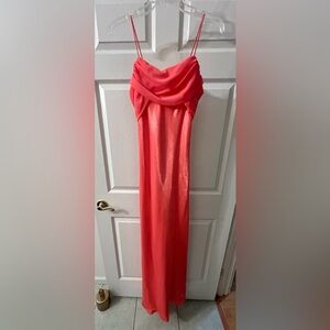 Betsy & Adam Bright Coral Party Dress